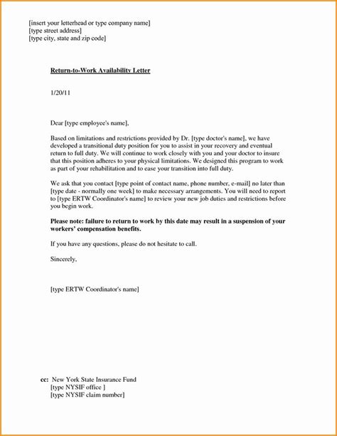 Return To Work Note Template Beautiful Return To Work With Restrictions
