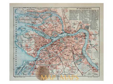 Saint petersburg is the administrative center of the leningrad region, which borders estonia, finland and the regions of karelia, pskov, vologda and novgorod. Antique Old Map Saint Petersburg Russia Meyer 1905 | Mapandmaps.