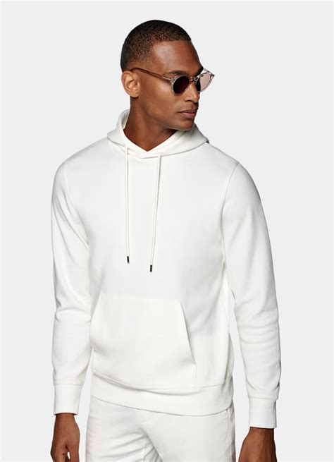 White Hoodie Cotton Polyester Suitsupply Online Store