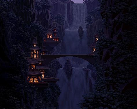 3840x2160px 4k Free Download Game Landscape Pixel Art Waterfall