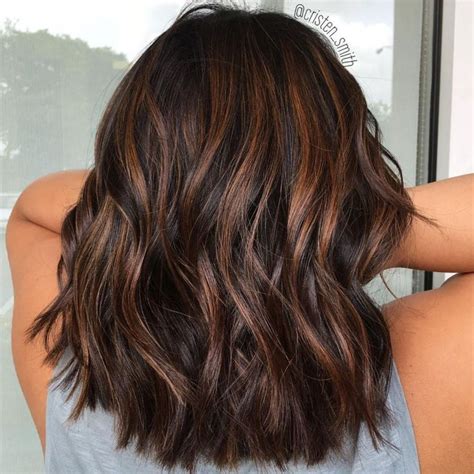 Shiny Dark Hair With Toasted Highlights Brunette Hair