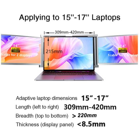 Wondering S400 14 Inch Portable Monitor Laptop Extended Screen Dual Extender Screen 1920x1080