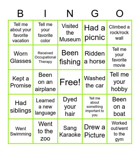 Have You Ever Bingo Card