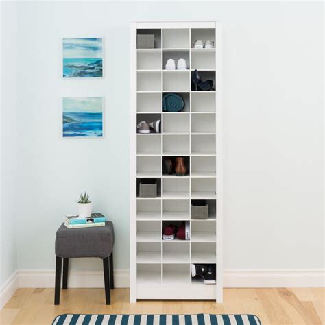 I fell in love with a shoe cabinet tall and narrow from restoration hardware that they stopped making so i decided to make something similar. Prepac White Space-Saving Shoe Storage Cabinet-WUSR-0009-1 ...