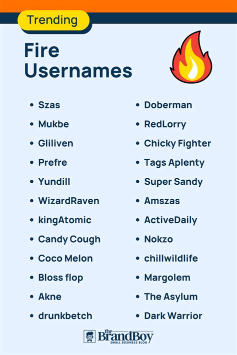 600 Catchy Fire Usernames Ideas With Generator Brandboy