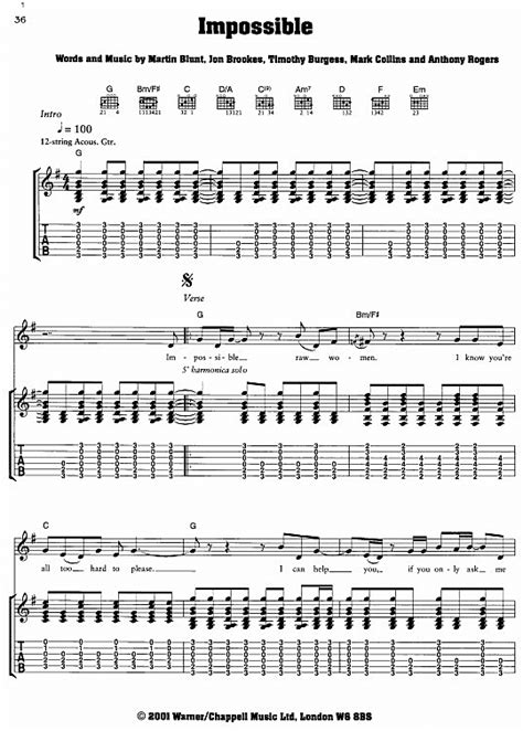 Impossible Gitarre Tab Pdf Noten Von The Charlatans In G Dur Fbd 1858