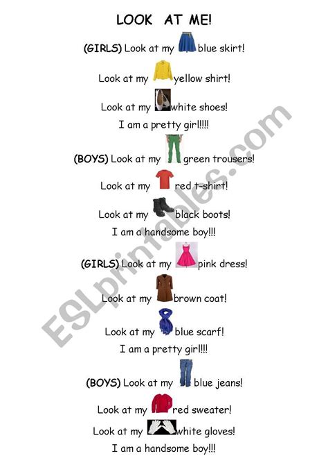 Look At Me Song Esl Worksheet By Cristinacampillo