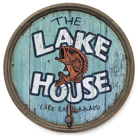 The Lake House Personalized Barrel End Sign Retro And Vintage Themed