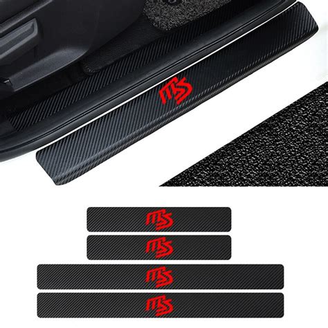 4pcs Set Car Sticker Carbon Fiber Side Door Scuff Plate Door Sill Car