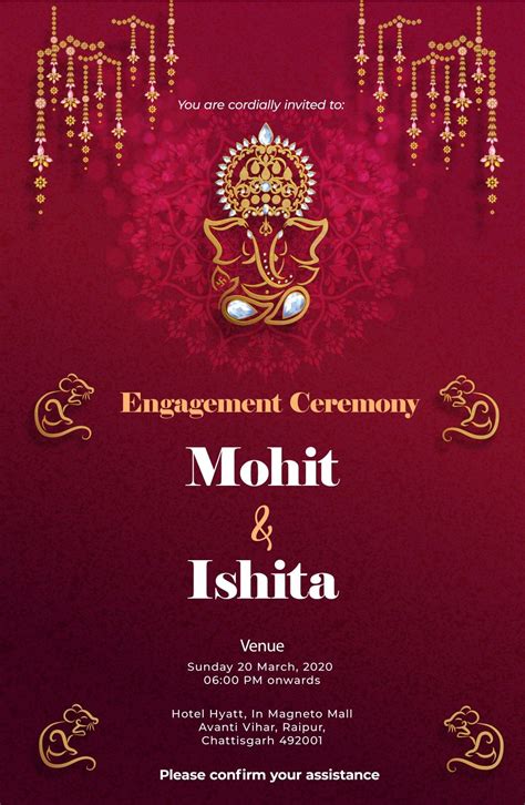 Hindu Engagement Function Invitation Panda Engagement Invitations