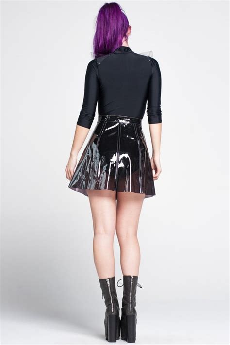 Gamma Ray Skirt Klar Schwarz Kunststoff Mini Pvc Vinyl Pvc Skirt Latex