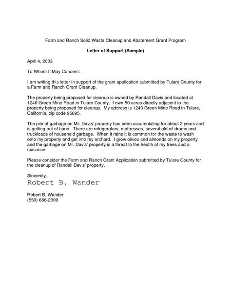Positive Character Traits Tulare County Support Letter Grant