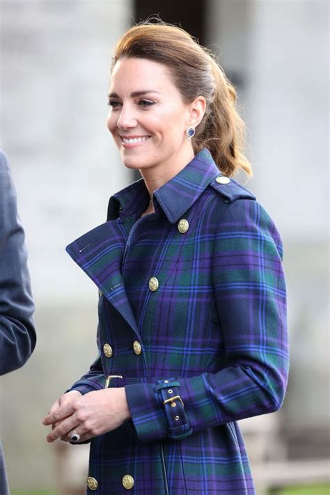 Kate Middleton Stuns In Gold Buttoned Blue Coat Dress As Host Of