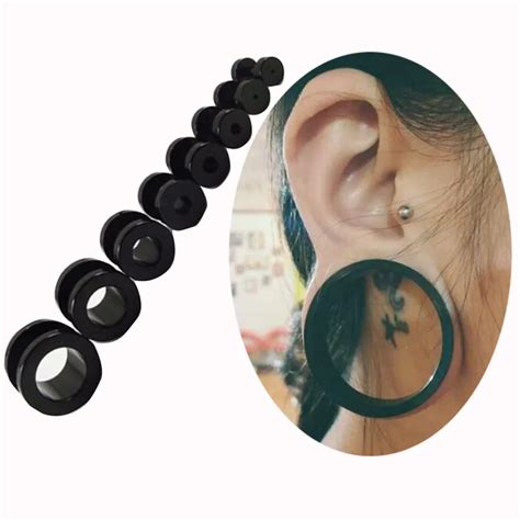 Pcs Choose Size Mm Black Uv Acrylic Ear Gauges Plugs Flesh Tunnels