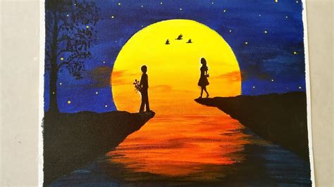 Sunset Silhouette Painting Couple Argue09