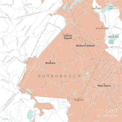 Ma Middlesex Boxborough Vector Road Map Digital Art By Frank Ramspott