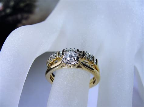 10k Diamond Bridal Ring Set Genuine Diamonds Engagement Ring Wedding