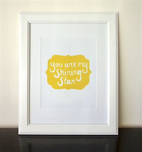 Items Similar To You Are My Shining Star Yellow 8x10 Linocut Print