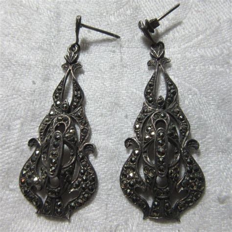 vintage sterling silver and marcasite pierced earrings fine costume from antiques jewelry sacred