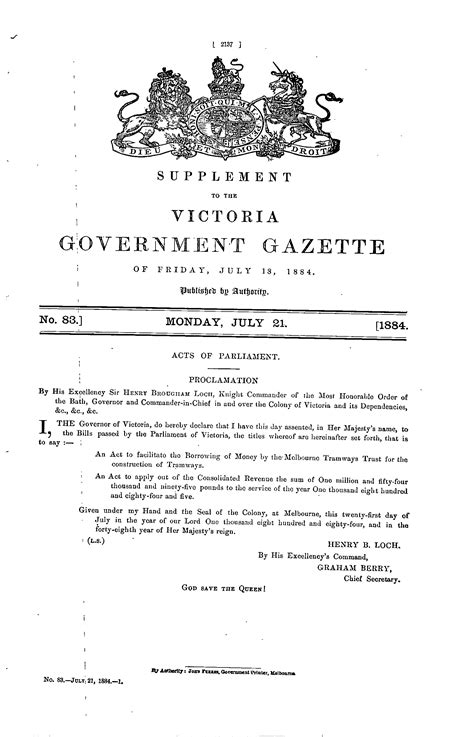 Victoria Government Gazette Online Archive 1884 P2137