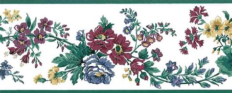 Old Fashioned Vintage Floral Wallpaper Border Red Blue Gp19445