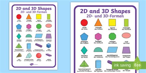 2d And 3d Shapes Poster Englishgerman Teacher Made