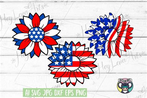 4th of July svg, Sunflower, Files for Cricut, Cut File, dxf (578793