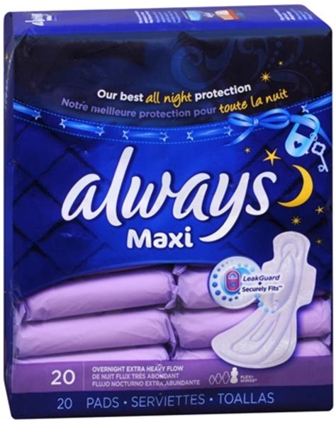 always maxi pads overnight extra heavy flow 20 each pack of 3