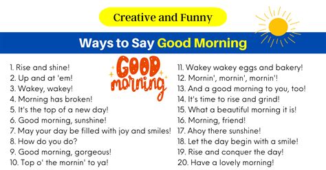 160 Creative And Funny Ways To Say Good Morning Mywaystosay