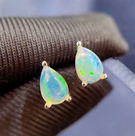 Natural Opal Studs Earrings Sterling Silver Opal Studs Etsy Uk