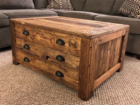It's made of stark planks of reclaimed wood in natural shades but has elegant low turned legs in. Rustic Apothecary Style Coffee Table | Etsy | Coffee table ...