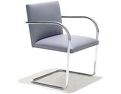 Polished flat stainless steel frames upholstered in a harris wool tweed bluish color over padded seats. Brno Chair With Tubular Steel Frame - hivemodern.com
