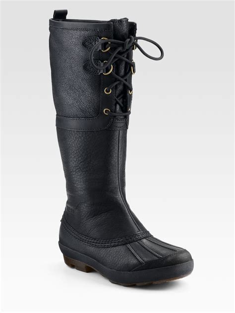 Ugg Belcloud Tall Laceup Shearlinglined Boots In Black Lyst