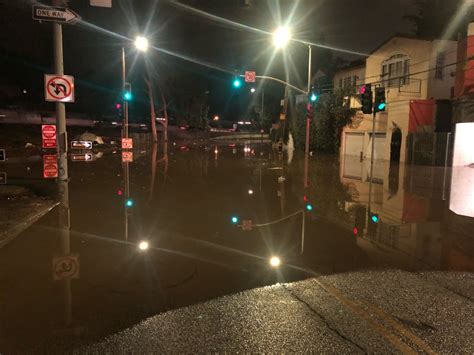 Water Main Break Causes Flooding And Road Closures In Hollywood Hills