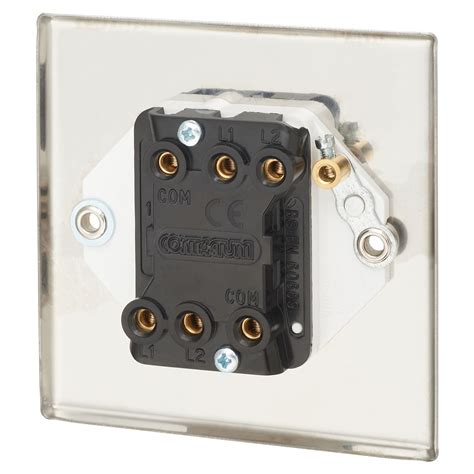 Contactum 10a 2 Gang 2 Way Light Switch Polished Steel With White