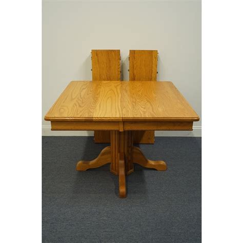 S Bent Bros Solid Oak Country French 66 Pedestal Dining Table Chairish