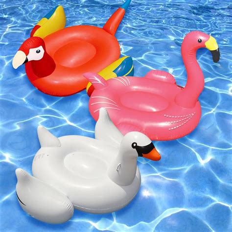 Giant White Swan Flamingo And Parrot Swimming Pool Float Combo 3 Pack