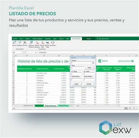 Plantilla Excel Premium Listado Precios Justexw