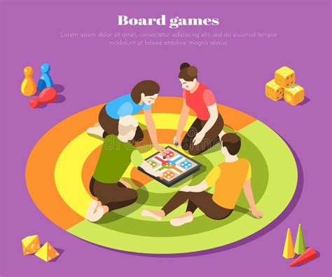 Board Games Isometric Background Stock Vector Illustration Of