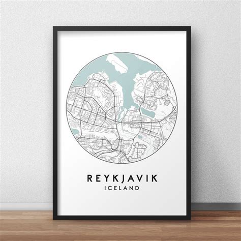 Reykjavik City Map Print Street Map Art Reykjavik Map Etsy Uk