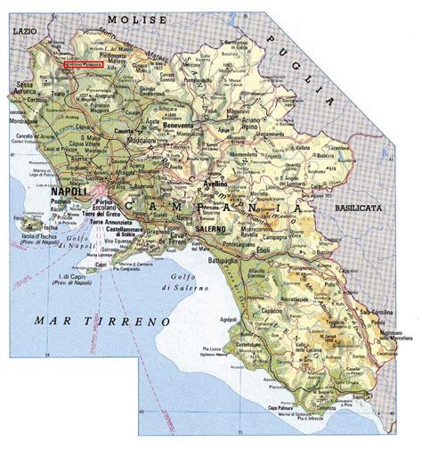 Regione Campania Cartina Politica Map Of Campania Map Campania