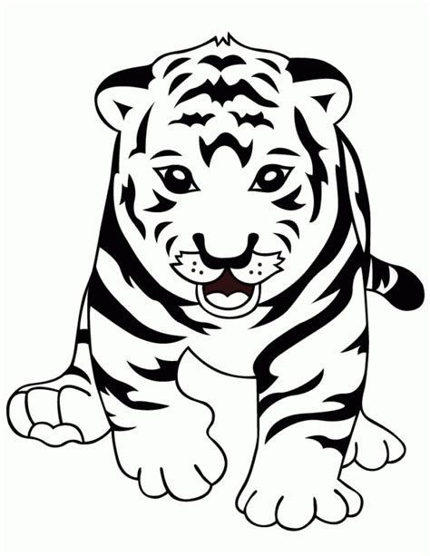 Curious Baby Tiger Coloring Page Cute Letscolorit Com Cartoon Tiger