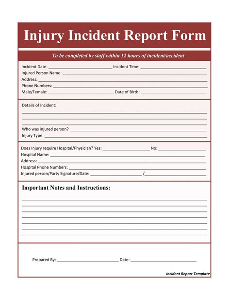 Incident Report Form Format