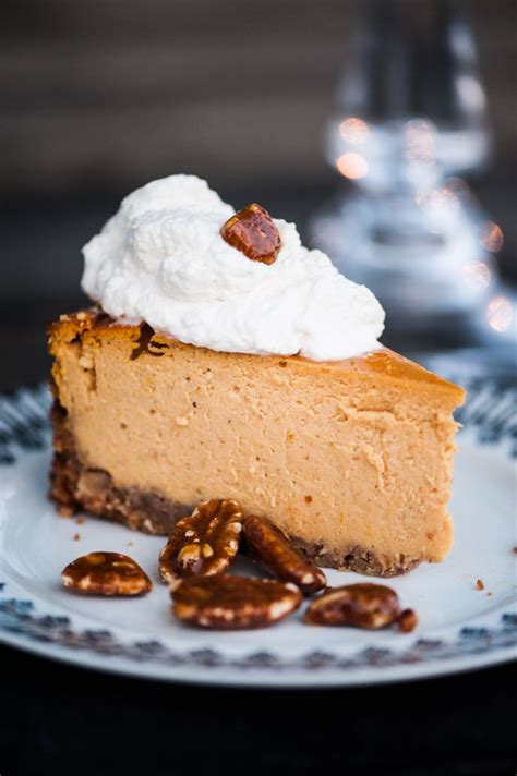 pumpkin cheesecake with bourbon vanilla cream and praline pecans dessert recipes cheesecake
