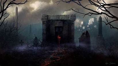 Graveyard Horror Fantasy Dark Gothic Painting Theme