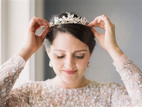 Bride In Crystal Headpiece Elizabeth Anne Designs The Wedding Blog
