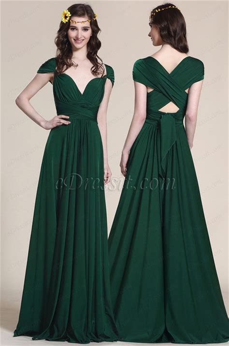 Convertible Dark Green Bridesmaid Dress Evening Gown 07154704