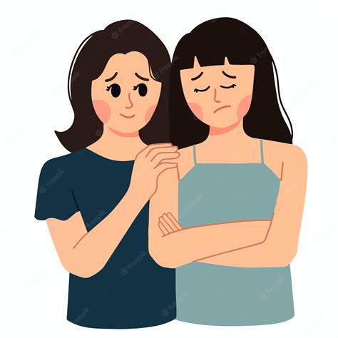 Premium Vector Friend Comforting Sad Girl Feeling Empathy Illustration