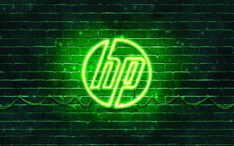 Download Wallpapers Hp Green Logo 4k Green Brickwall