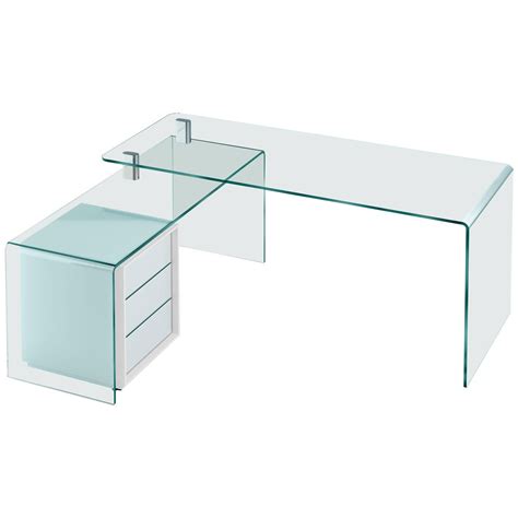 Rialto Glass Desk In Curved Glass By Crs Fiam For Fiam Glass Desk